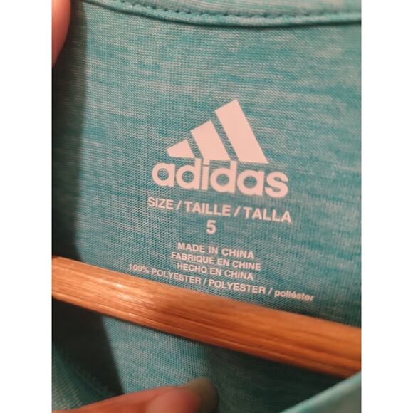 Adidas Boys Size 5 Heather Mint Logo tee - Picture 4 of 6